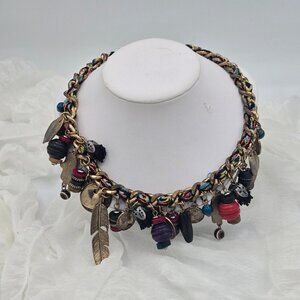 Bohemian Mixed Media Charm Necklace